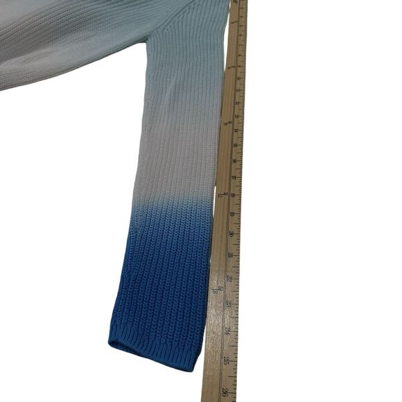 Talbots Sweater Ombré Petite Blue Scoop Neck Long Sleeve Colorblock Knit Top SP - Picture 9 of 12